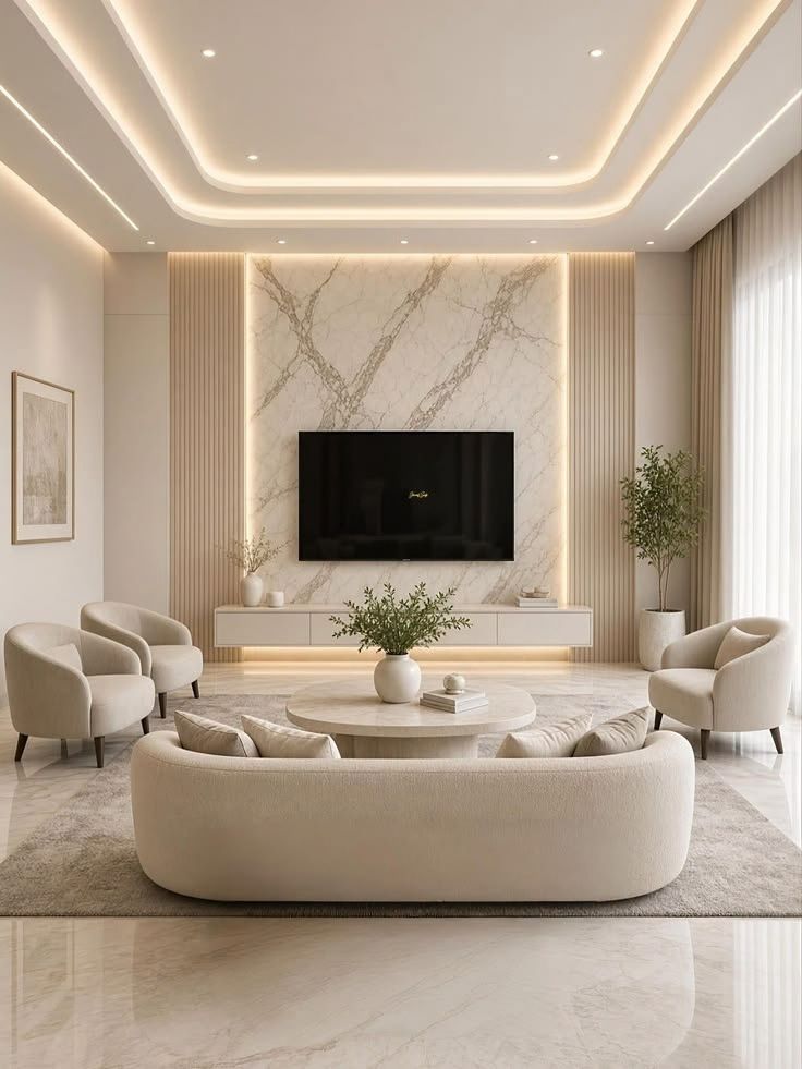 Minimalist Wall Panelling and Living Room Design