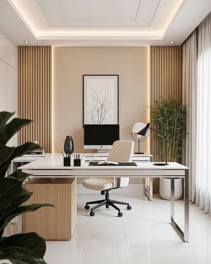 L-Shaped Modern Office Desk Concept