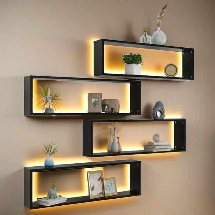 Illuminated Floating Wall Shelves